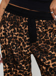 side view of model wearing Princess Polly Zephura Boxer Pant Leopard High Waisted Pants 