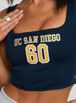 product Princess Polly UC San Diego Jersey Corset Top Blue Sleeveless Square Neck 