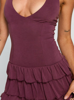 Under The Moonlight Halter Playsuit Wine