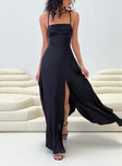 Front view of model wearing  front Princess Polly High Neck  Kerwin Maxi Dress Black