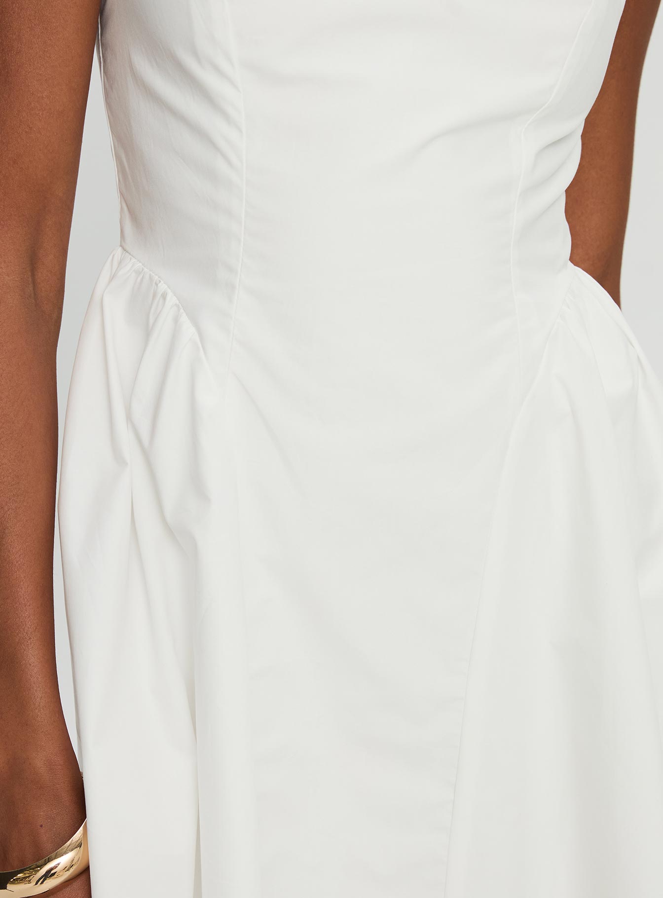 back view of model wearing Princess Polly Maryvonne Mini Dress White High Neck 