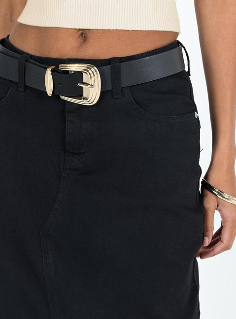 Front view of model wearing  front Batkins Maxi Skirt Black Princess Polly  Mini Skirts 