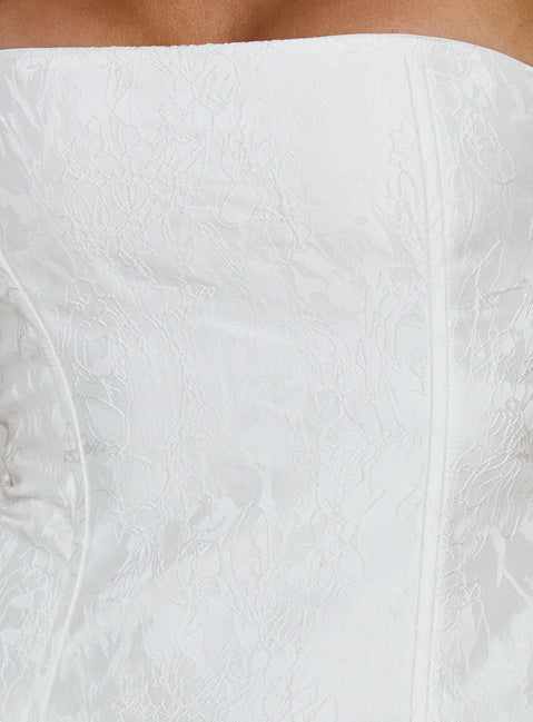 Jenevieve Strapless Drape Mini Dress White