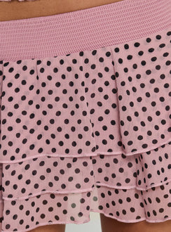 Ready To Party Frill Skort Pink / Black Polka