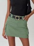 Front view of model wearing  front Lydie Cargo Mini Skirt Green Princess Polly  Mini Skirts 