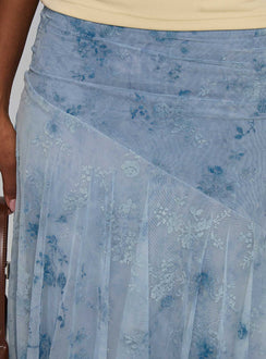 product Princess Polly Summer Rain Asymmetrical Midi Skirt Blue Midi Skirts 