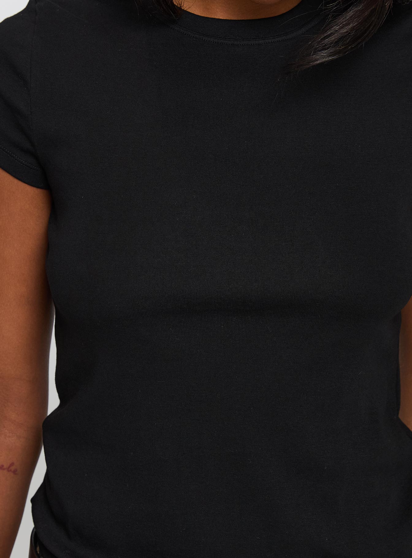 product Princess Polly Prestige Longline Baby Tee Black Short Sleeves High Neck 