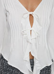 Bonheur Ruffle Long Sleeve Top White