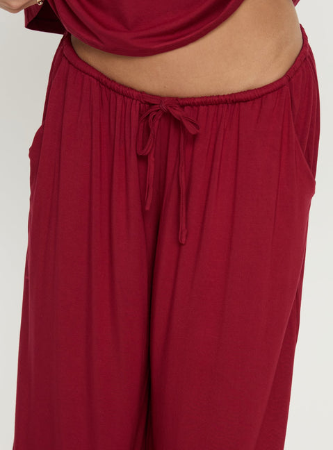 Cozy Hour Sleep Relaxed Pants Red