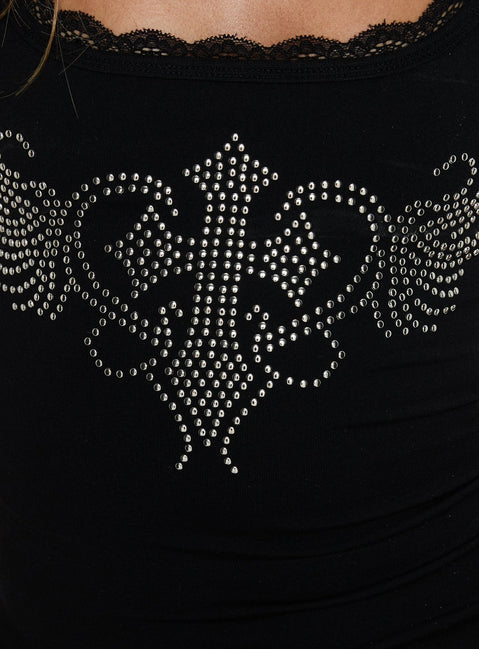 Adeza Studded Vest Top Black