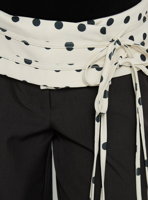 product Princess Polly Seneca Wrap Pants Charcoal Polka Dot Mid Rise Pants 