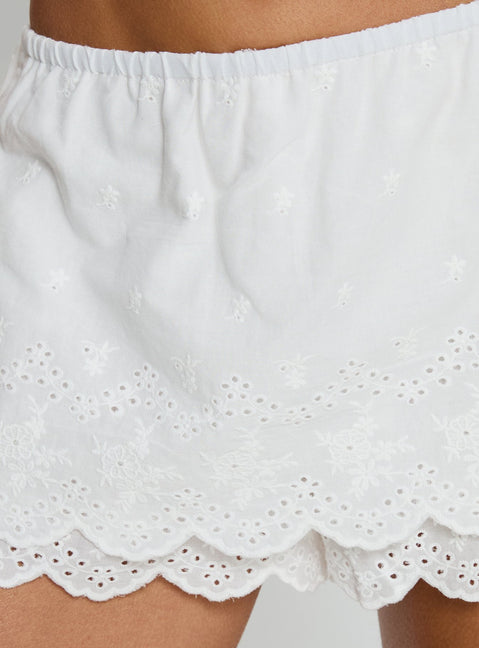 Twin Spirit Broderie Skort White