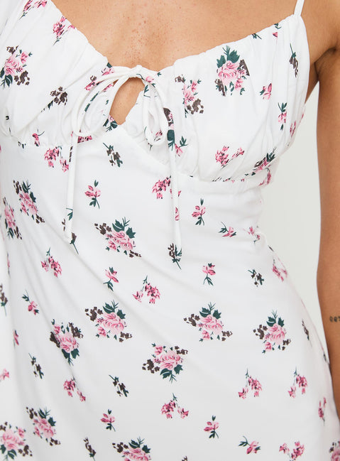 product Princess Polly Perries Mini Dress White Floral Sweetheart Neckline 