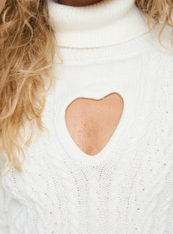 product Princess Polly Whole Love Cable Knit Turtleneck Sweater Cream Cropped 