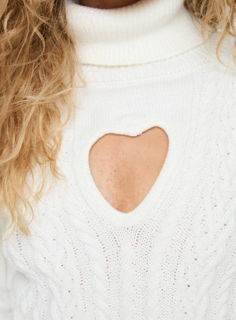 product Princess Polly Whole Love Cable Knit Turtleneck Sweater Cream Cropped 