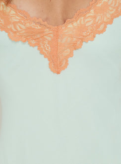 Call My Lover Lace Slip Mini-Kleid Aqua / Orange
