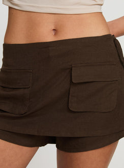 product Princess Polly Countryside Skort Chocolate Low Rise Shorts 