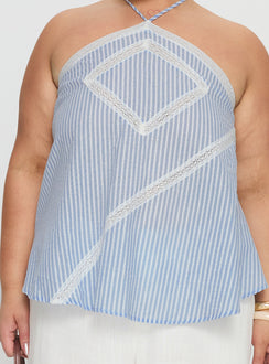 Jezabele Halter Top Blue Stripe Curve