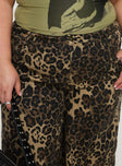 back view of model wearing Princess Polly Pantar Low Rise Pants Leopard Curve Low Rise Pants 