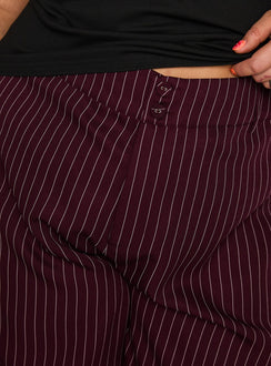 product Princess Polly Lorenne Mid Rise Pant Burgundy Pinstripe Curve 