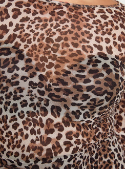 product Princess Polly Believe Me Long Sleeve Top Leopard Curve Full Sleeves Boat Neck 