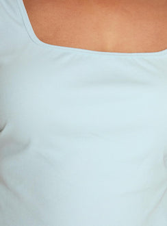 product Princess Polly Baseline Square Neck Rib Tank Top Light Blue Curve Sleeveless Square Neck 