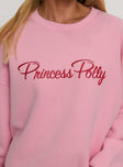 Princess Polly Classic Crew Neck Sweatshirt Bubble Text Pink