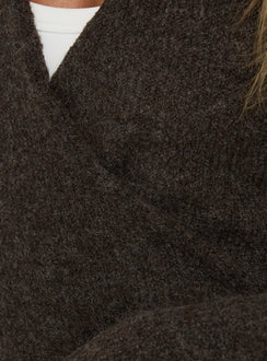 Tonee Wrap Knit Cardigan Chocolate