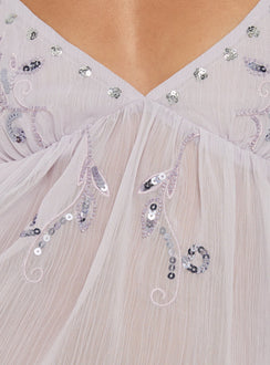 Wistie Asymmetrical Beaded Top Lilac