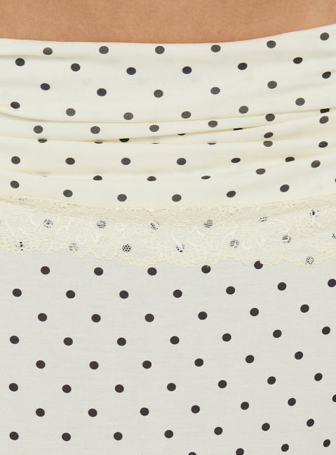 Zespri Jersey Maxi Skirt Cream Polka Dot