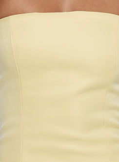 Soft Bloom Drop Waist Strapless Maxi Dress Yellow