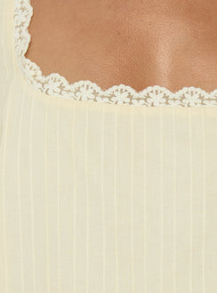 Alanah Lace Trim Top Lemon