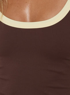 Kasper Cinched Longline Tanktop Espresso / Butter
