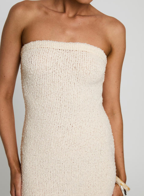 Cloud Strapless Boucle Maxi Dress Cream