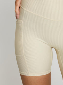 Power Activewear Rib Shorts Latte