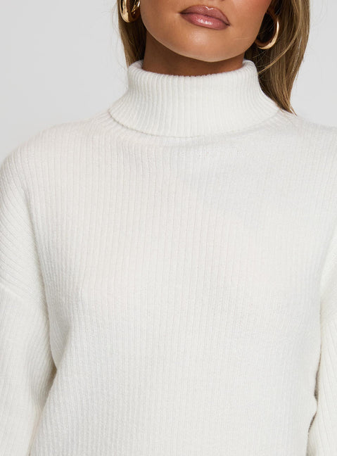 Sonelle Long Sleeve Knit Mini Dress White