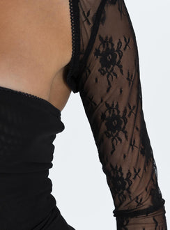 product Princess Polly Full Sleeves Square Neck  Ashwood Two Piece Lace Bolero Top Black Low Impact