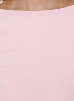 Myaah 3/4 Sleeve Curved Hem Top Pink