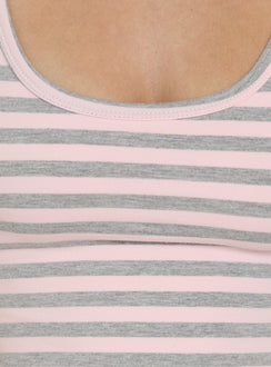 Keep It Light Low Back Tank Top Pink / Grey Stripe