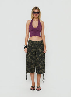 Opalite Ruched Halter Top Plum