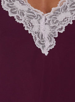Call My Lover Lace Slip Mini Dress Berry / Lilac