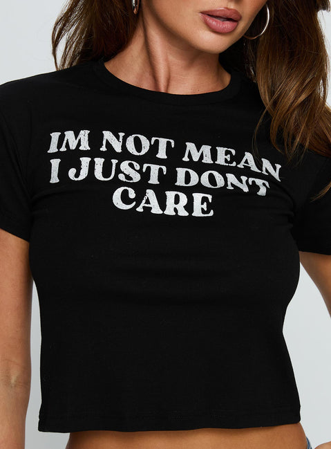 I'm Not Mean Graphic Top Black