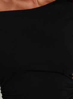 Avriana Off Shoulder T-Shirt Mini Dress Black