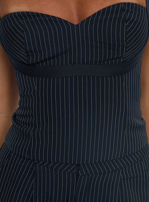 Briana Co-ord Navy Pinstripe Petite