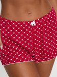 Slow Start Pointelle Sleep Short Red