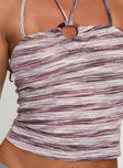 Halter top, tie fastening Good stretch, unlined 