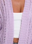 product Princess Polly Abner Cable Cardigan Lilac Long 