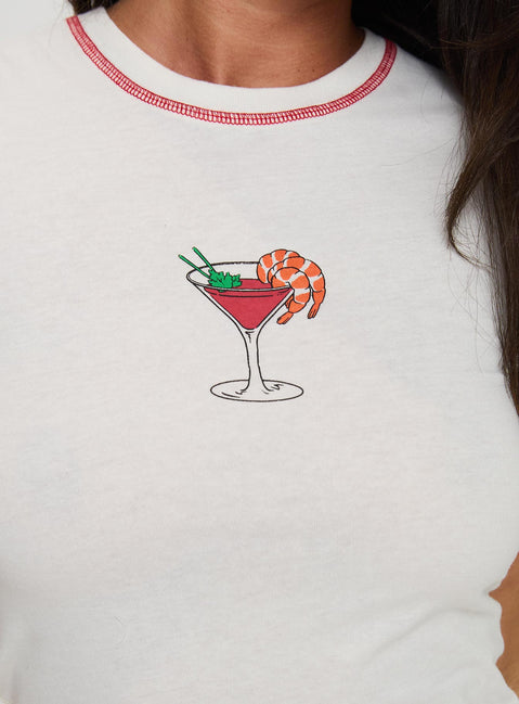 product Princess Polly Shrimp Cocktail Top Cream Short Sleeves Crew Neck 