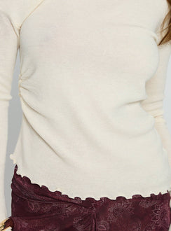 Monna Wide Neck Long Sleeve Top Cream