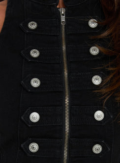 Ashtonn Sleeveless Military Top Black